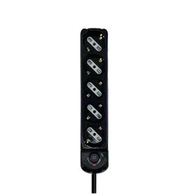 Multipresa Ciabatta Elettrica a 5 Posti 5 Prese Bipasso Schuko 10A/16A con Interruttore e Spina 10A Cavo 1.5 metri Nero