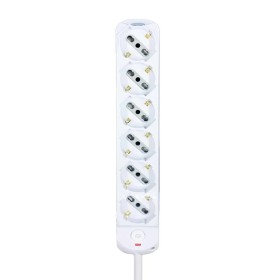 Multipresa Ciabatta Elettrica a 6 Posti 6 Prese Bipasso Schuko 10A/16A con Interruttore e Spina 10A Cavo 1.5 metri Bianco