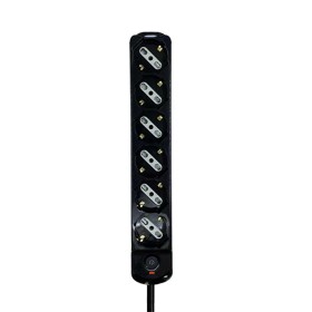 Multipresa Ciabatta Elettrica a 6 Posti 6 Prese Bipasso Schuko 10A/16A con Interruttore e Spina 10A Cavo 1.5 metri Nero