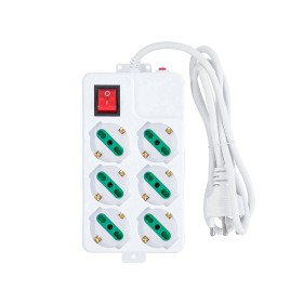 Multipresa Ciabatta Elettrica Con 6 Prese Schuko 10/16A Interruttore Spina 16A Cavo 1,5M Bianco