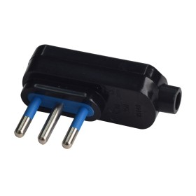 Spina Elettrica Piatta Salvaspazio Laterale 2P+T 10A 25V Max 1500W Spina Piccola 10A Nero