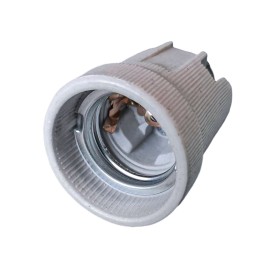 Portalampade E27 in Ceramica Porcellana Con Viti Per Fili Elettrici e Gancio in Ferro Da Appendere Per Uso Cantieri