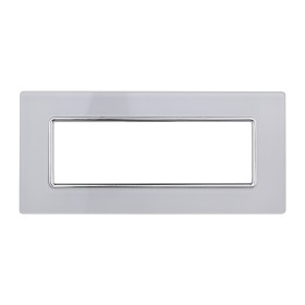 ETTROIT Placca In Vetro Serie Solar 6P Colore Bianco Compatibile Con Bticino Matix