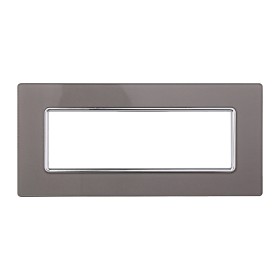 ETTROIT Placca In Vetro Serie Solar 6P Colore Silver Compatibile Con Bticino Matix