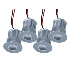 4 PZ Mini Faretto Led Da Incasso 3W DC 12V 24V Neutro 4000K Angolo 25 Gradi Foro 30mm 35X35mm