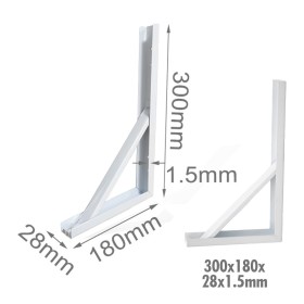 4 Pezzi Supporto Staffe da Muro Supporto Triangolare per le Mensole Finitura Bianca Misura 300x180x28x Spessore 1.5mm