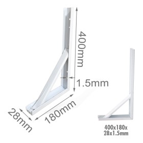 4 Pezzi Supporto Staffe da Muro Supporto Triangolare per le Mensole Finitura Bianca Misura 400x180x28x Spessore 1.5mm