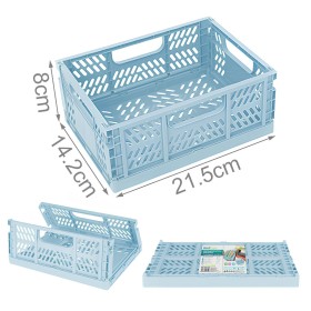 Scatola Pieghevole Multiuso in Plasticca 21,5x14,2x8 cm Colore Assortito Blu/Bianco/Grigio