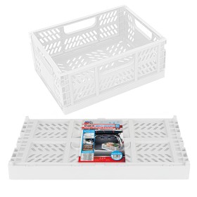 Scatola Pieghevole Multiuso in Plasticca 43x19x16cm Colore Assortito Blu/Bianco/Grigio