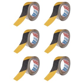 6 Pezzi Nastro Adesivo Antiscivolo Nero Giallo 25mm X 5mt