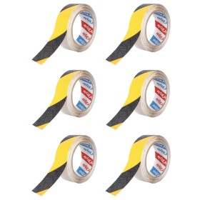 6 Pezzi Nastro Adesivo Antiscivolo Nero Giallo 36mm X 5mt