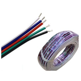 100 Metri Cavo Filo Elettrico Piattina Penta Polare 5X0,25 mmq Cavo di Prolunga Per Striscia Led RGBW