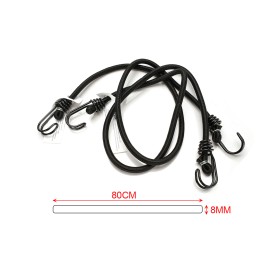 2pcs Corde Elastiche con Ganci in Metallo D8mm x 80cm Colori Assortiti