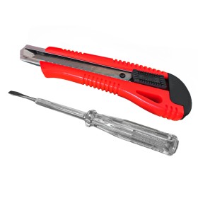 Cacciavite Giravite Cercafase A Taglio 4.5X170 Isolati 1000V Per Elettricista + Kit Taglierino Cutter Professionale 18mm Con Lama di Ricambio