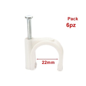 6 Pezzi Fermacavo con Chiodo 22mm Clip per Cavi Fissacavi A Muro