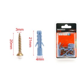 Kit 22 pcs Tasselli Ø4x20mm Con Viti 3x20mm