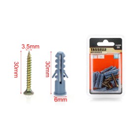 Kit 18 pcs Tasselli Ø6x30mm Con Viti 3,5x30mm