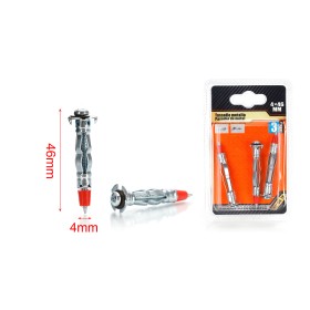 3 pcs Tasselli in Metallo con Viti Auto Foranti Ø4x46mm