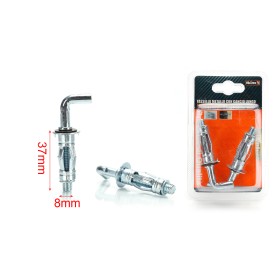 2 pcs Tasselli con Gancio Lungo 90° in Metallo Ø8x37mm