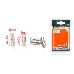 12pcs Supporti per Mensole e Ripiani in Acciaio Ø5mm x 15mm e 20mm