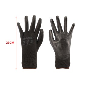 12 Paia Guanti da Lavoro Nero Taglia S 7 Con Rivestimento in Lattice