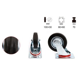 Ruota Giratoria per Carrello Mobile D100mm Portata Max 70KG
