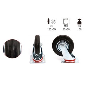 Ruota Giratoria per Carrello Mobile D125mm Portata Max 100KG