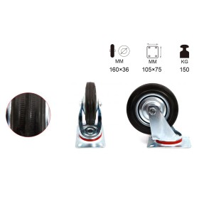 Ruota Giratoria per Carrello Mobile D160mm Portata Max 150KG