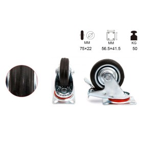 Ruota Giratoria Con Freno per Carrello Mobile D75mm Portata Max 50KG