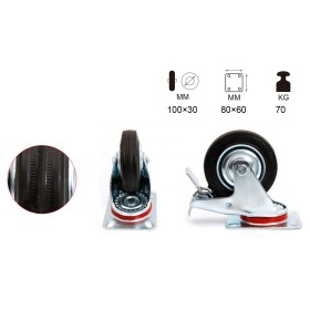 Ruota Giratoria Con Freno per Carrello Mobile D100mm Portata Max 70KG
