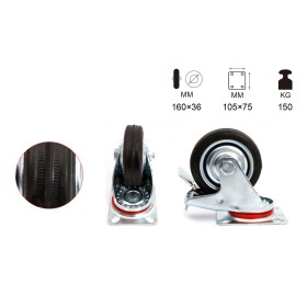 Ruota Giratoria Con Freno per Carrello Mobile D160mm Portata Max 150KG