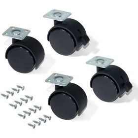 Kit di 4 Rotelle Per Mobili Con Freno Diametro 40mm Piastra di Assemblaggio