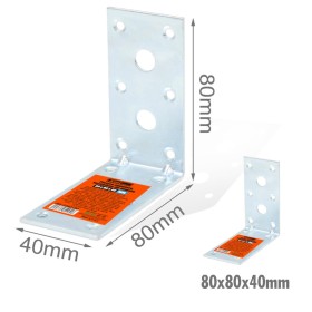 4 Pezzi Staffe Angolare 90 Gradi Froma L Squadretta Connettore di Fissaggio a Fori Multiple per Mobili in Acciaio 80x80x40mm Spessore 3mm