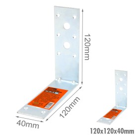 4 Pezzi Staffe Angolare 90 Gradi Froma L Squadretta Connettore di Fissaggio a Fori Multiple per Mobili in Acciaio 120x120x40mm Spessore 3mm