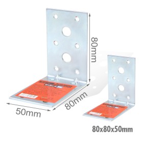 4 Pezzi Staffe Angolare 90 Gradi Froma L Squadretta Connettore di Fissaggio a Fori Multiple per Mobili in Acciaio 80x80x50mm Spessore 3mm