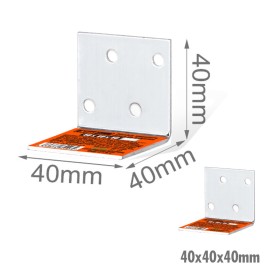 4 Pezzi Staffe Angolare 90 Gradi Froma L Squadretta Connettore di Fissaggio a 4 Fori Diagonali per Mobili in Acciaio 40x40x40mm Spessore 3mm