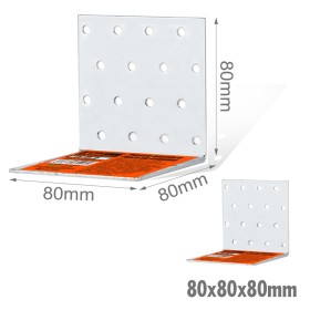 4 Pezzi Staffe Angolare 90 Gradi Froma L Squadretta Connettore di Fissaggio a Fori Multiple per Mobili in Acciaio 80x80x80mm Spessore 3mm