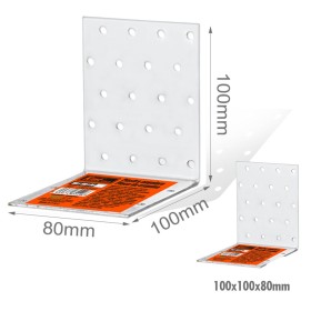 4 Pezzi Staffe Angolare 90 Gradi Froma L Squadretta Connettore di Fissaggio a Fori Multiple per Mobili in Acciaio 100x100x80mm Spessore 3mm