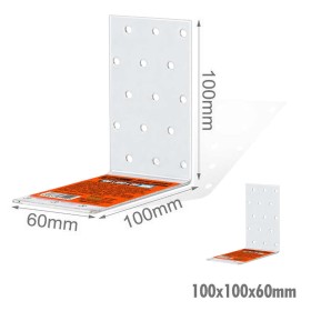 4 Pezzi Staffe Angolare 90 Gradi Froma L Squadretta Connettore di Fissaggio a Fori Multiple per Mobili in Acciaio 100x100x60mm Spessore 3mm