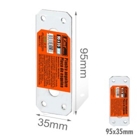 4 Pezzi Staffe Angolare Piatte Piastra Rettangolari di Giunzione per Fissaggio Legno Mensole Sedie Tavoli Misura 95x35mm Spessore 3mm
