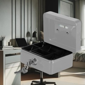 Cassetta Portavalori di Sicurezza in Acciaio con 2 Chiavi, Cassette dei contanti Vassoio Portamonete Integrato Dimensioni 12,5x9,5x6 cm, Colore Grigio