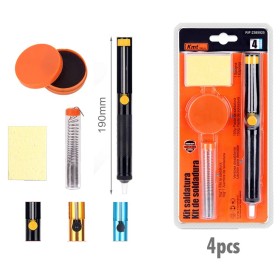 Kit di Saldatura 4 pz - 1 Ventosa Dissaldante, 1 Filo Stagno 10g, 1  Flussante 150g, 1 Spugna- Ottimale per Saldatura Professionale