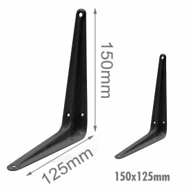 4 Pezzi Supporto Staffe da Muro Supporto Triangolare per le Mensole Finitura Nera Misura 150x125mm