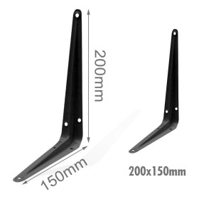 4 Pezzi Supporto Staffe da Muro Supporto Triangolare per le Mensole Finitura Nera Misura 200x150mm