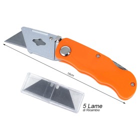 Taglierino Pieghevole Professionale Coltello Multiuso Tascabile + 5 Lama Forma T SK5