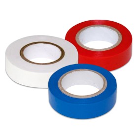 3 Nastri Isolanti Elettrici in PVC 19mm X 5m Colore Assortiti Bianco Rosso Blu