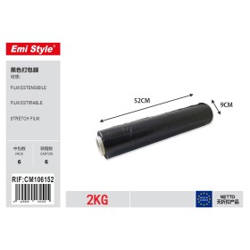 6 Pezzi Pellicole Estensibile Nero Film da Imballaggio 1 rotolo 52cm x 2Kg Pellicola Adesiva Nero