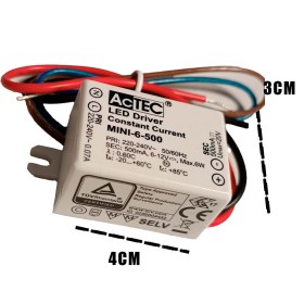 Mini Led Driver IP65 Corrente Costante 500mA 6V-12VDC 6W 48X38X21mm