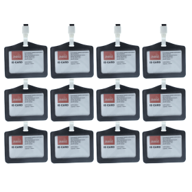 12 Pezzi Porta Badge Con Corda In Pelle PU Nero Interno 85X54mm