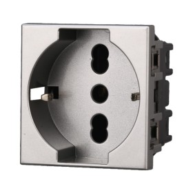 ETTROIT Presa Schuko 2P+T 16A Colore Grigio Compatibile Con Bticino Axolute
